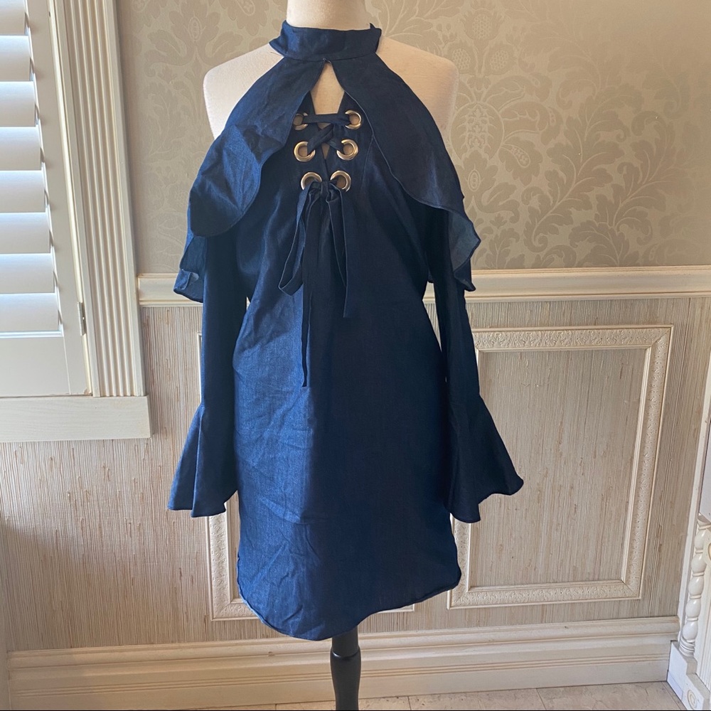 Va Va by Joy Han lace front denim dress XL